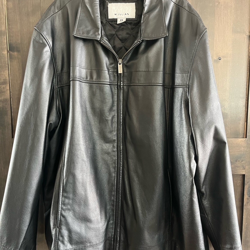 Mens Black Leather Jacket 2XL excellent condition